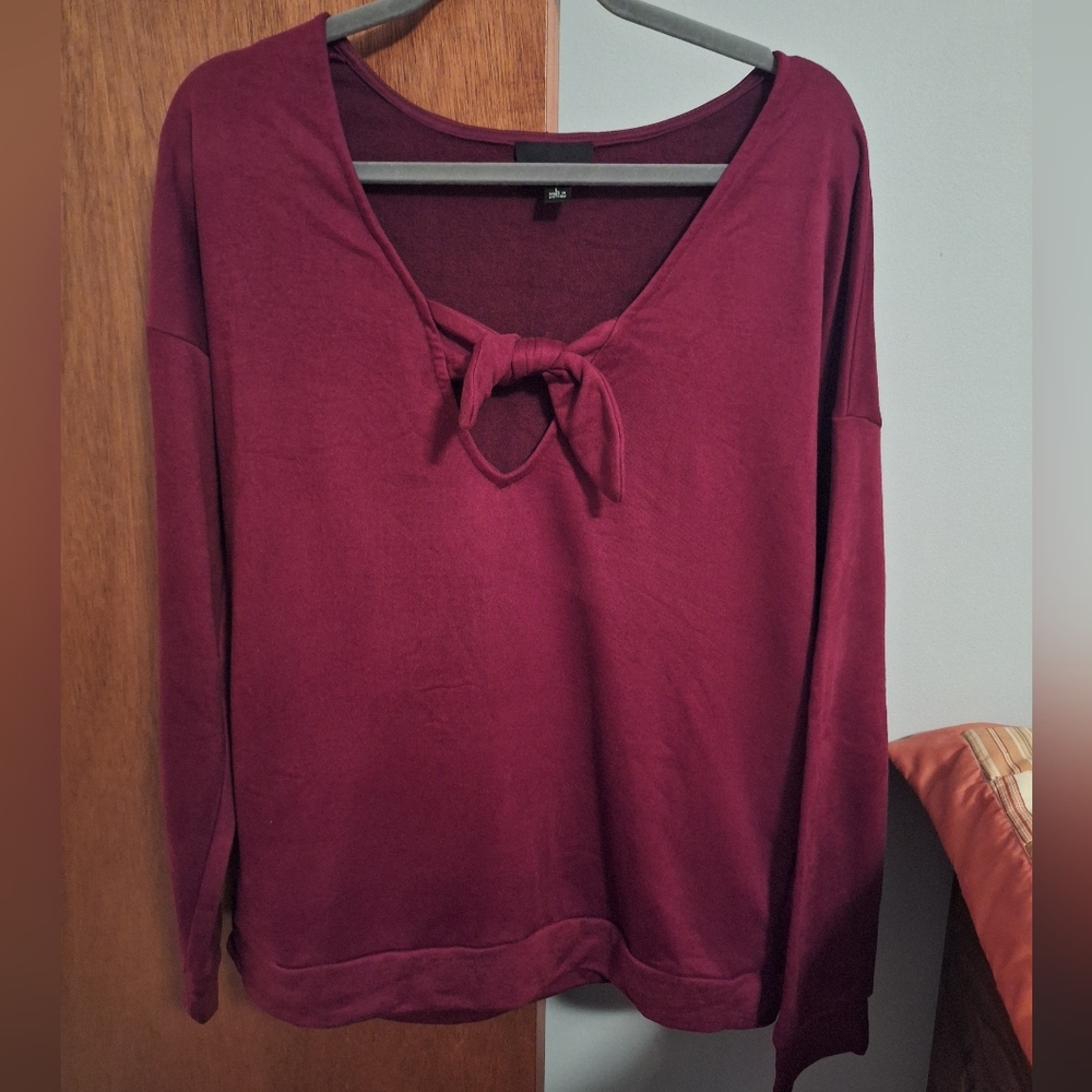 Final Price* Lumiere NWT Women's Deep Red Tie-Front Shirt Soze L